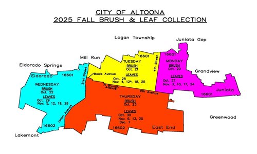 2025 Fall Leaf and Brush Collection Map