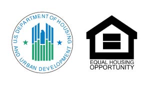 Picture of the US Department of Housing and Urban Development logo (left side) and the Equal Housing Opertunity Logo (right side).