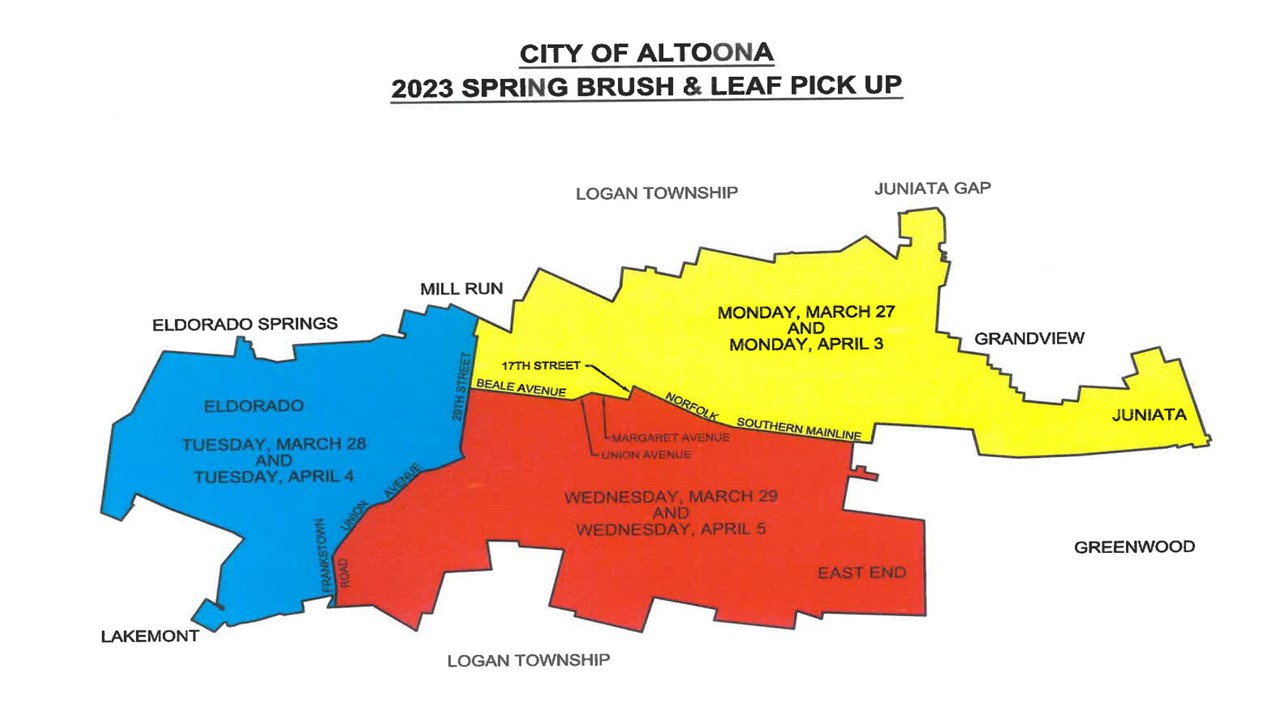 Annual Spring Yard Waste Map of Altoona