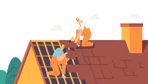 Graphic of two workers fixing a roof.